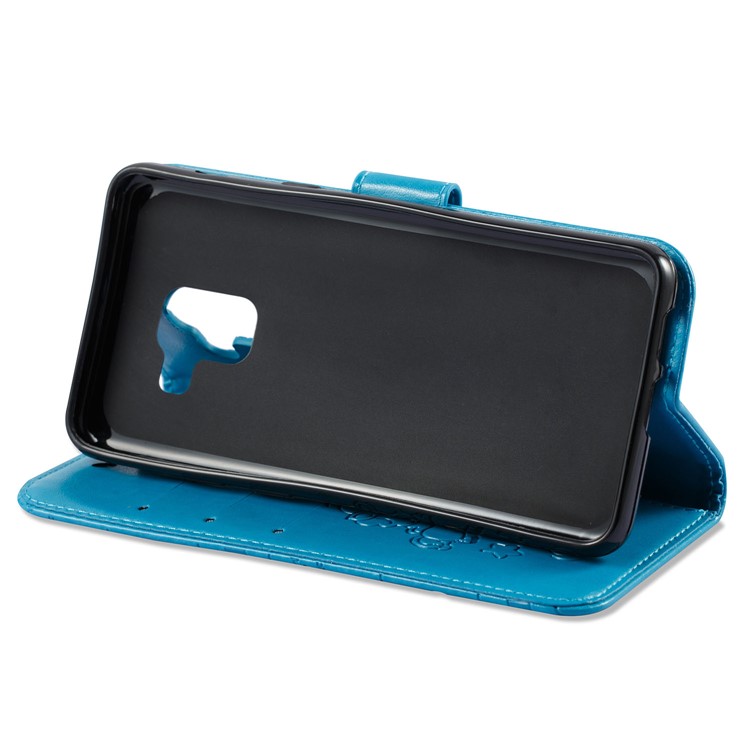 Imprinted Unicorn Pattern Stand Leather Wallet Case for Samsung Galaxy A8 (2018) - Blue-5