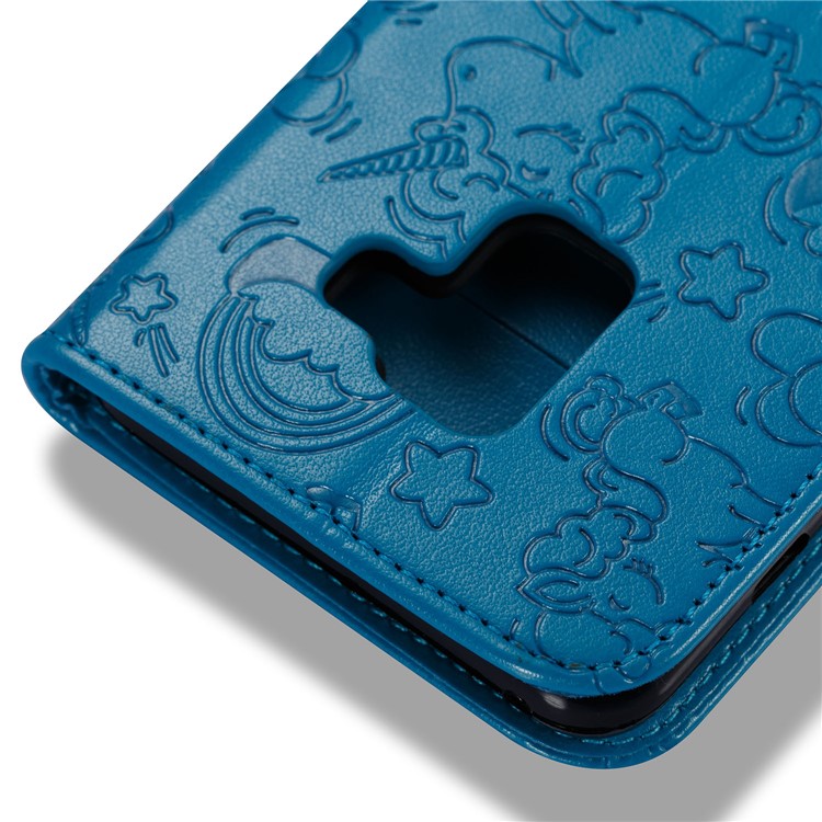 Imprinted Unicorn Pattern Stand Leather Wallet Case for Samsung Galaxy A8 (2018) - Blue-7
