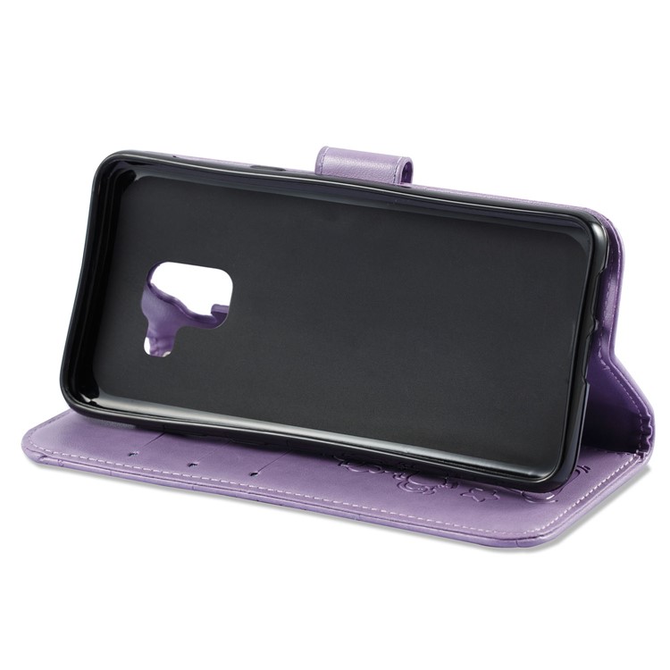 Imprinted Unicorn Pattern Cell Phone Leather Wallet Case for Samsung Galaxy A8 (2018) - Purple-5