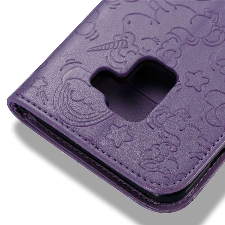 Imprinted Unicorn Pattern Cell Phone Leather Wallet Case for Samsung Galaxy A8 (2018) - Purple-7