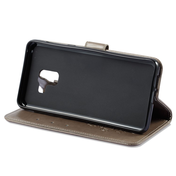 Imprint Unicorn Cloud Leather Wallet Mobile Cover with Lanyard for Samsung Galaxy A8+ (2018) - Brown-5