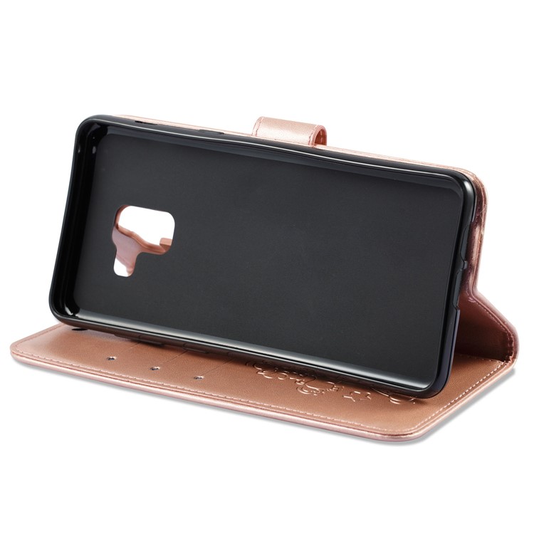 Imprint Unicorn Cloud Leather Wallet Mobile Shell with Lanyard for Samsung Galaxy A8+ (2018) - Rose Gold-9