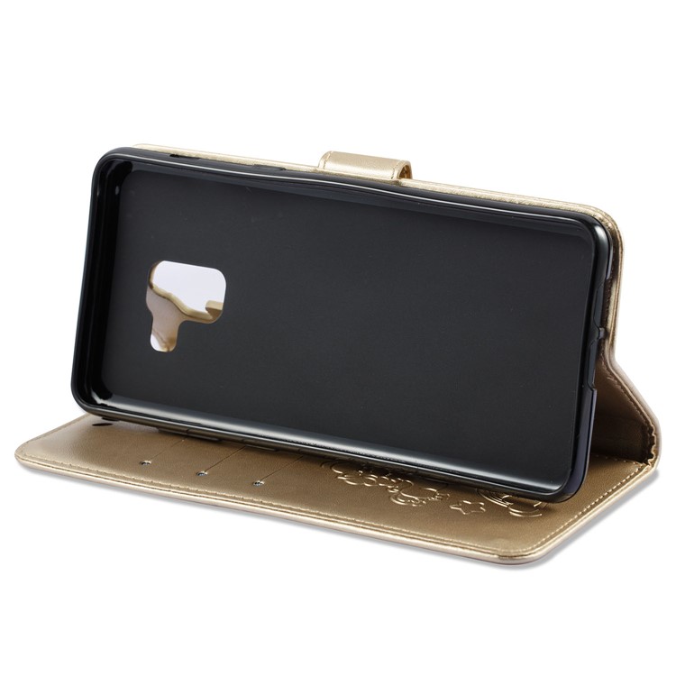 Imprint Unicorn Cloud Leather Wallet Mobile Casing with Lanyard for Samsung Galaxy A8+ (2018) - Gold-5