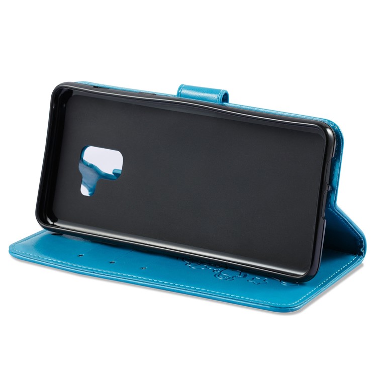 Imprint Unicorn Cloud Leather Wallet Cell Phone Case with Lanyard for Samsung Galaxy A8+ (2018) - Blue-5