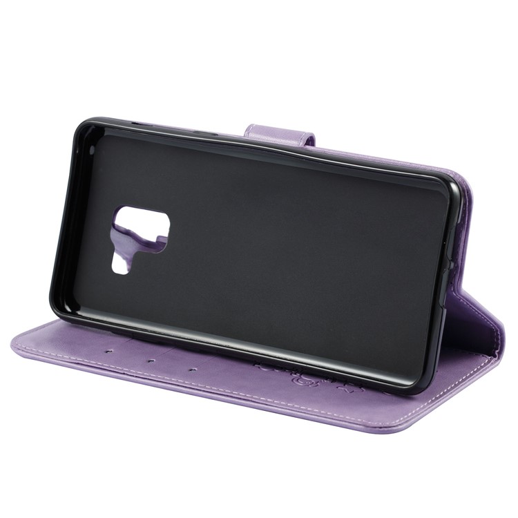 Imprint Unicorn Cloud Leather Wallet Mobile Phone Shell with Lanyard for Samsung Galaxy A8+ (2018) - Purple-5