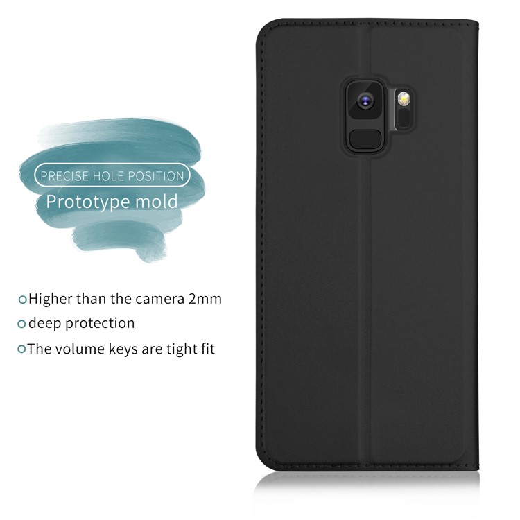 Card Holder Auto-absorbed Leather Cell Phone Case with Stand for Samsung Galaxy S9 G960 - Black-2