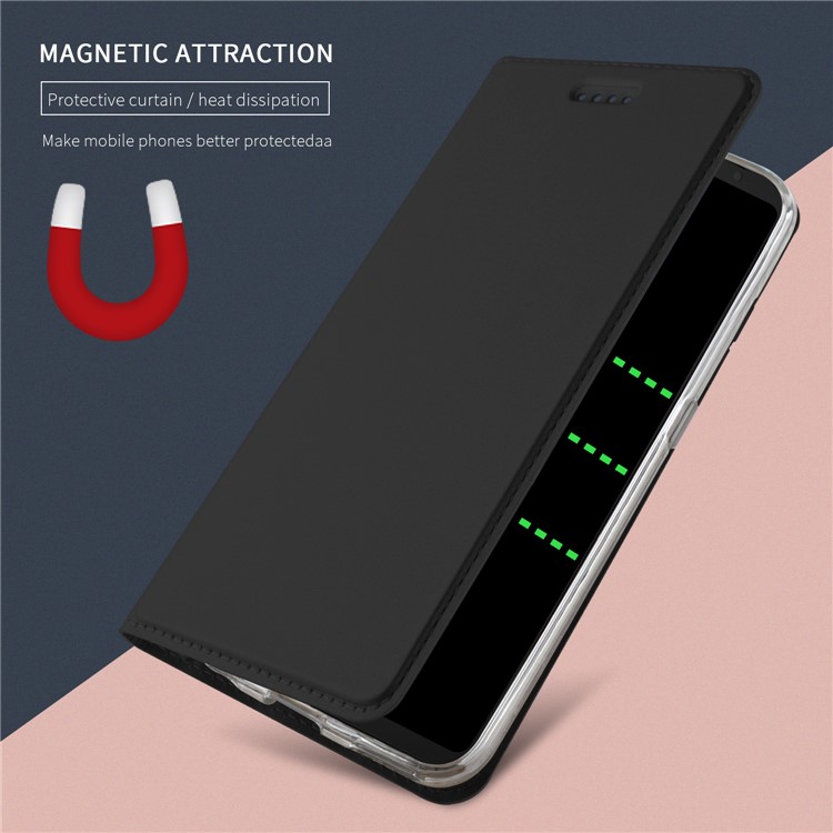 Card Holder Auto-absorbed Leather Cell Phone Case with Stand for Samsung Galaxy S9 G960 - Black-3