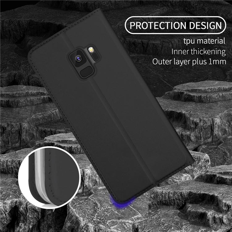 Card Holder Auto-absorbed Leather Cell Phone Case with Stand for Samsung Galaxy S9 G960 - Black-5