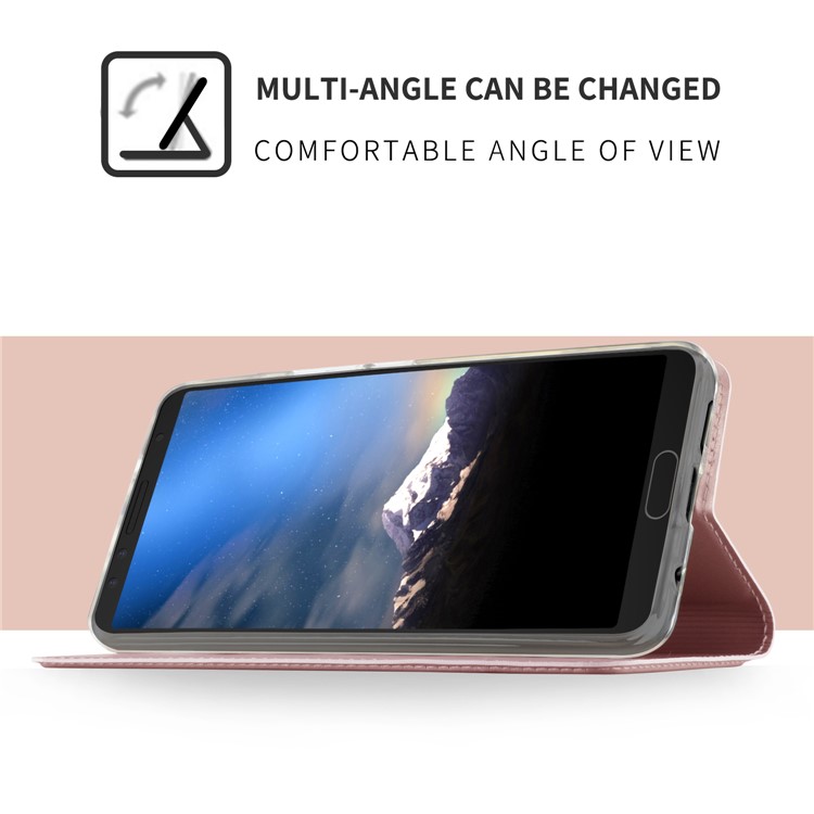 For Samsung Galaxy S9 Auto-absorbed Leather Stand Folio Flip Case with Card Slot - Rose Gold-4