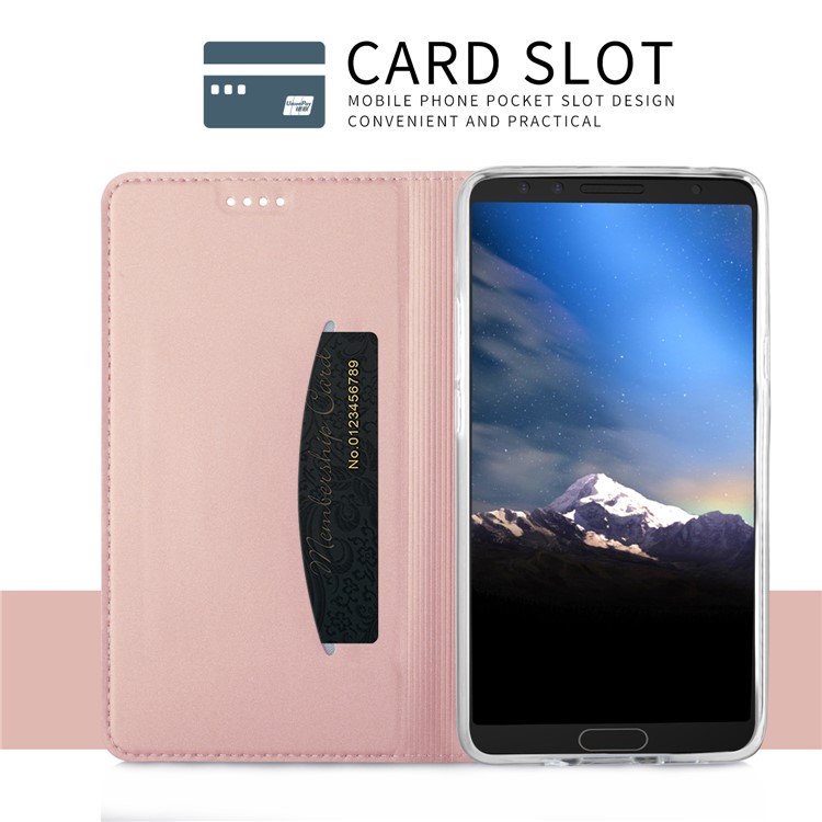 For Samsung Galaxy S9 Auto-absorbed Leather Stand Folio Flip Case with Card Slot - Rose Gold-6