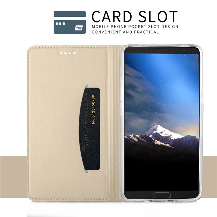 Card Holder Auto-absorbed Leather Mobile Phone Shell for Samsung Galaxy S9 G960 - Gold-6