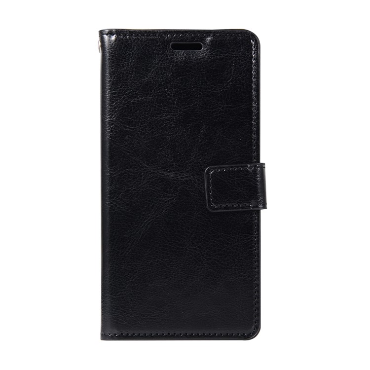 Crazy Horse Texture Flip Leather Wallet Stand Case for Samsung Galaxy A8 (2018) - Black-1