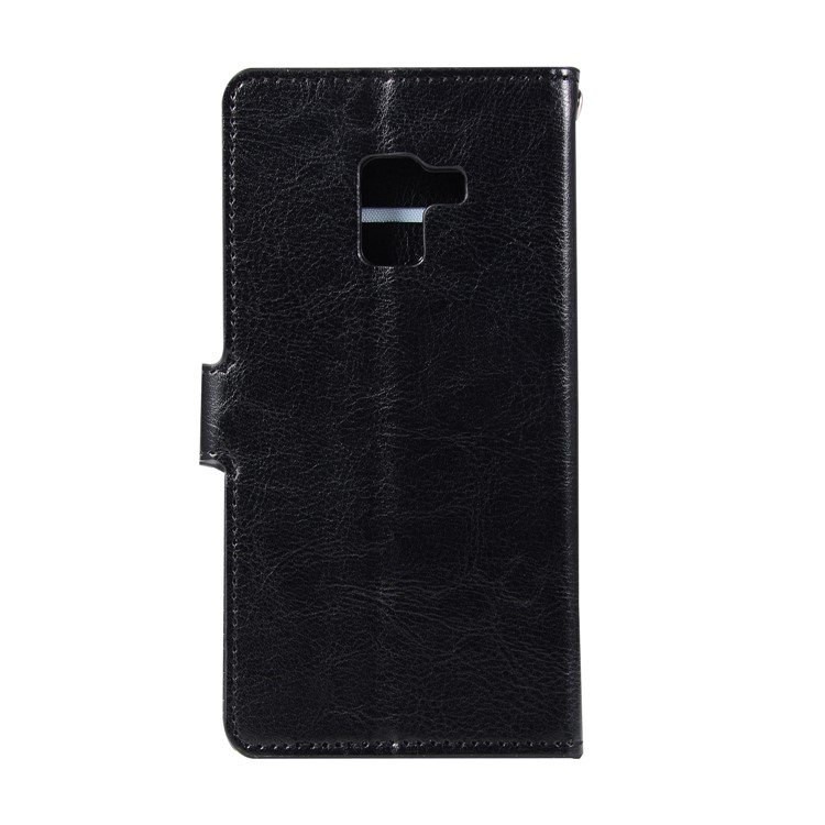 Crazy Horse Texture Flip Leather Wallet Stand Case for Samsung Galaxy A8 (2018) - Black-2