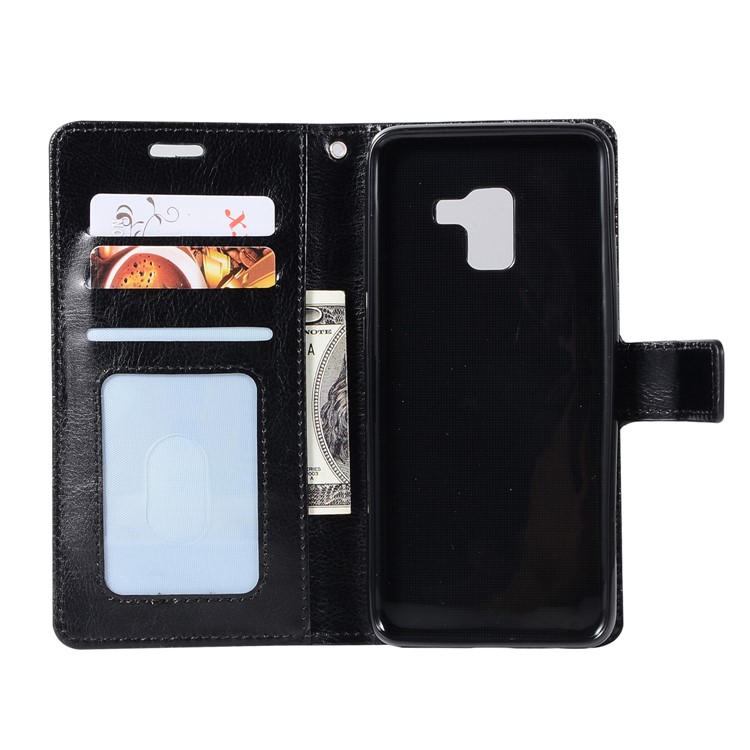 Crazy Horse Texture Flip Leather Wallet Stand Case for Samsung Galaxy A8 (2018) - Black-3