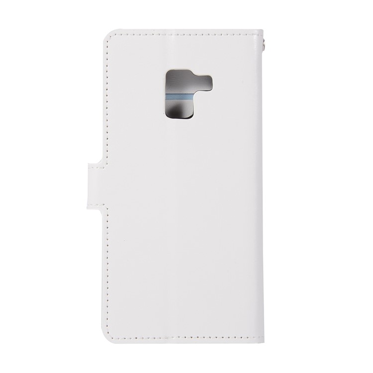 Crazy Horse Texture Flip Leather Wallet Stand Cover for Samsung Galaxy A8 (2018) - White-2