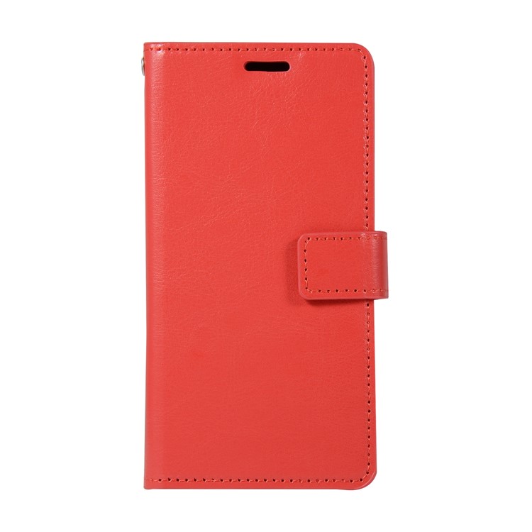 Crazy Horse Texture Flip Leather Wallet Stand Shell for Samsung Galaxy A8 (2018) - Red-1