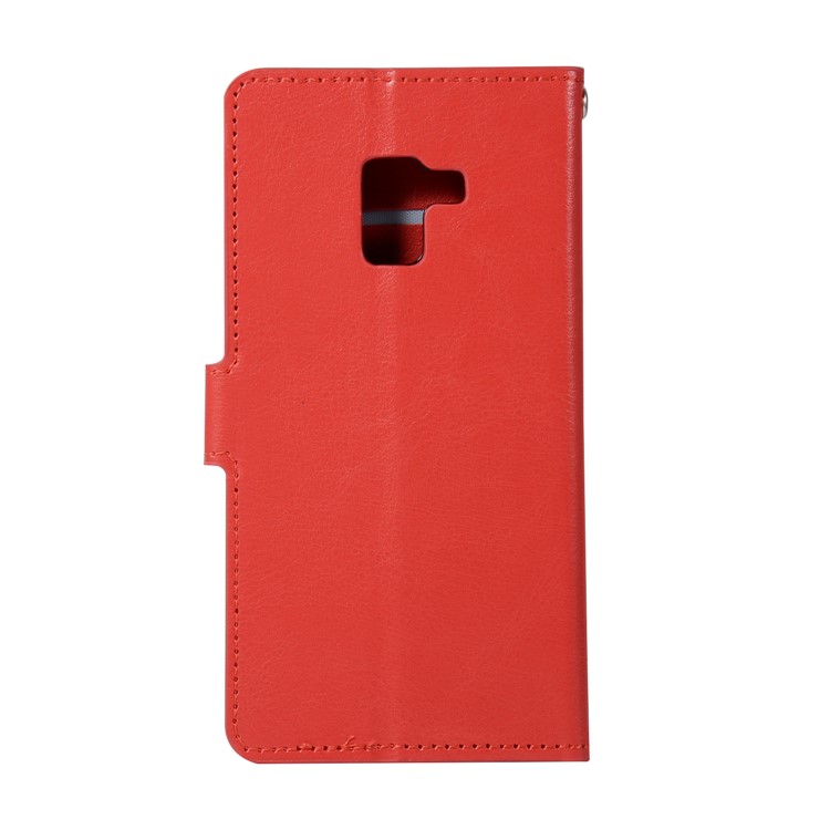 Crazy Horse Texture Flip Leather Wallet Stand Shell for Samsung Galaxy A8 (2018) - Red-2