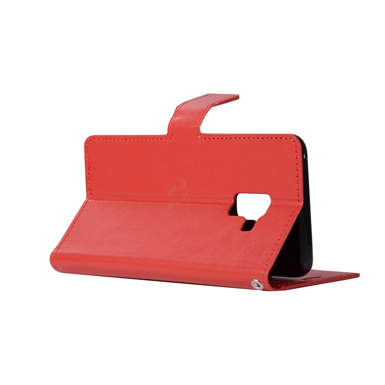 Crazy Horse Texture Flip Leather Wallet Stand Shell for Samsung Galaxy A8 (2018) - Red-4