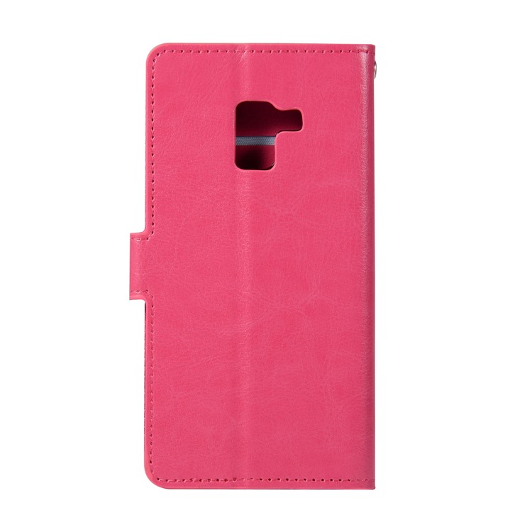Crazy Horse Texture Flip Leather Wallet Stand Case for Samsung Galaxy A8 (2018) - Rose-2