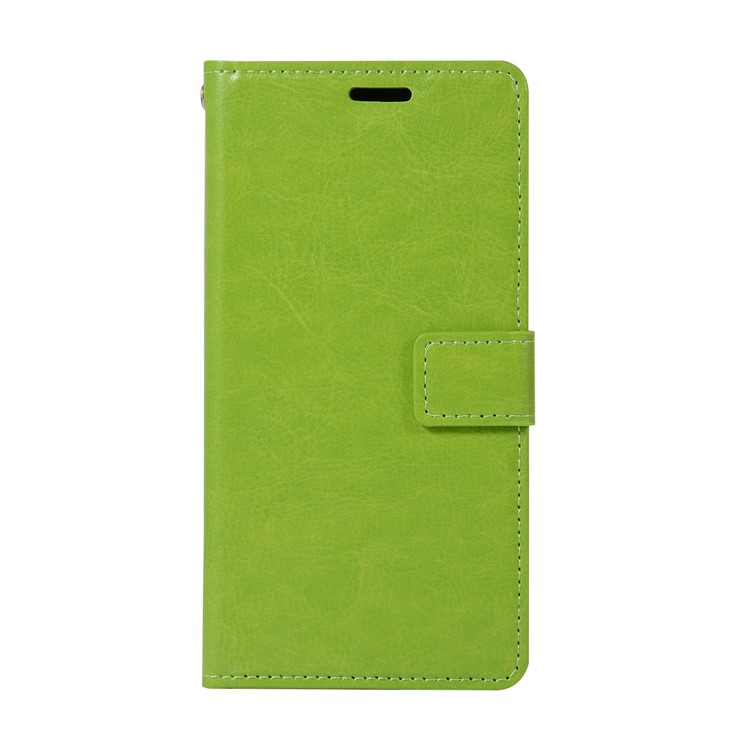 Crazy Horse Texture PU Leather Wallet Phone Case for Samsung Galaxy A8 (2018) - Green-1