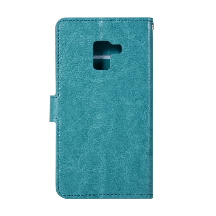 Crazy Horse Texture Flip Leather Wallet Phone Cover for Samsung Galaxy A8 (2018) - Blue-2