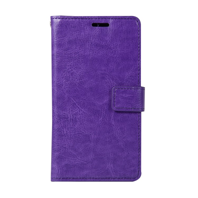 

Crazy Horse Texture Card Holder Leather Stand Mobile Case for Samsung Galaxy A8 (2018) - Purple