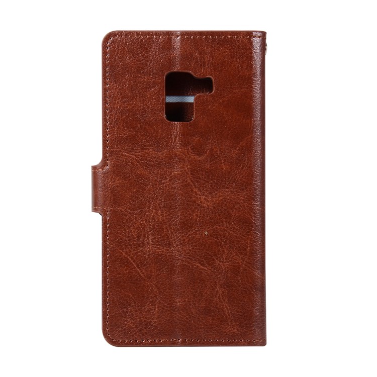 Crazy Horse Texture Wallet Stand Leather Mobile Casing for Samsung Galaxy A8 (2018) - Brown-2