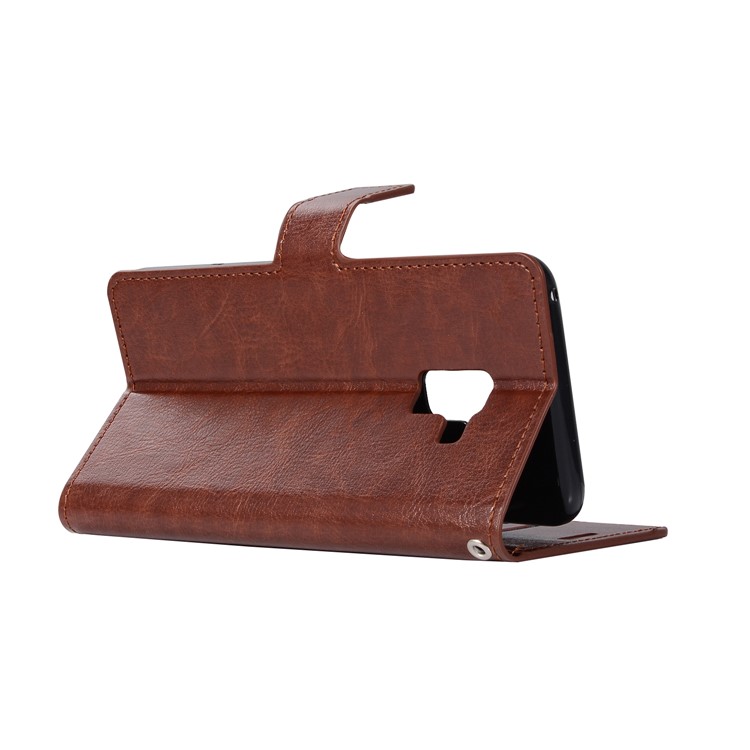 Crazy Horse Texture Wallet Stand Leather Mobile Casing for Samsung Galaxy A8 (2018) - Brown-4
