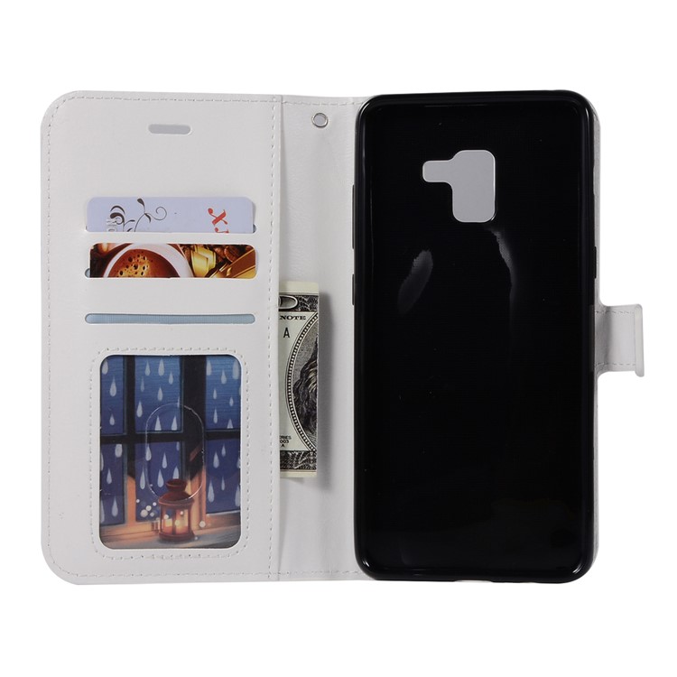 Crazy Horse Retro Leather Magnetic Wallet Stand Case for Samsung Galaxy A8+ (2018) - White-3