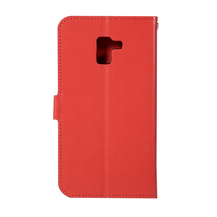 Crazy Horse Retro Leather Wallet Stand Cover for Samsung Galaxy A8+ (2018) - Red-2