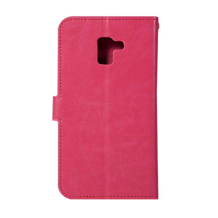 Crazy Horse Retro Leather Wallet Stand Shell for Samsung Galaxy A8+ (2018) - Rose-2