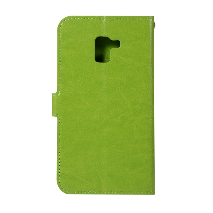 Crazy Horse Retro Leather Wallet Stand Casing for Samsung Galaxy A8+ (2018) - Green-2