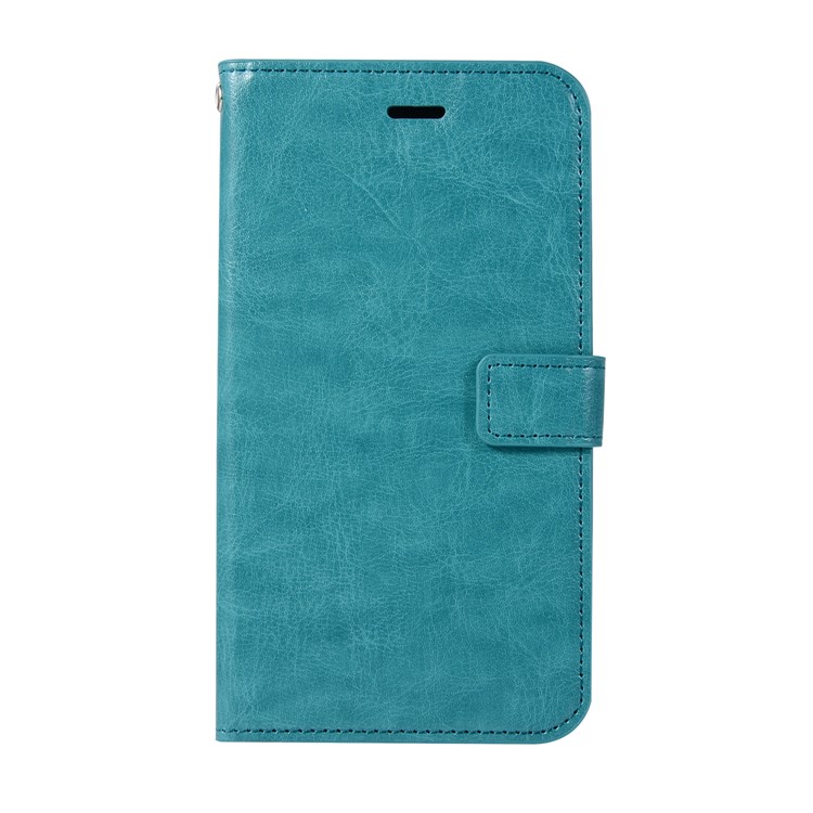 Crazy Horse Retro Leather Wallet Stand Mobile Phone Case for Samsung Galaxy A8+ (2018) - Blue-1