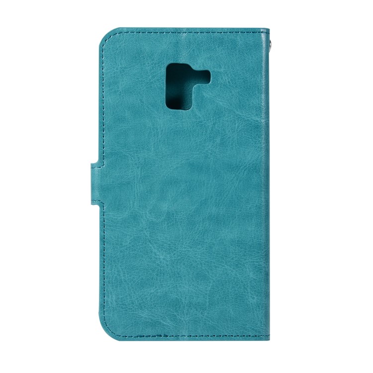 Crazy Horse Retro Leather Wallet Stand Mobile Phone Case for Samsung Galaxy A8+ (2018) - Blue-2