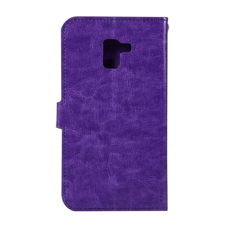 Crazy Horse Retro Leather Wallet Stand Cell Phone Case for Samsung Galaxy A8+ (2018) - Purple-2