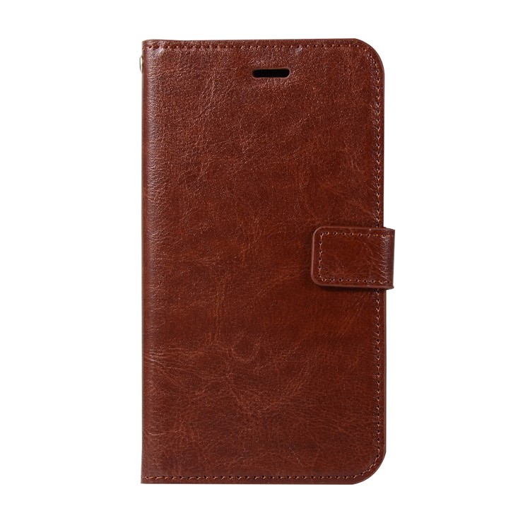 Crazy Horse Retro Leather Wallet Stand Mobile Phone Case for Samsung Galaxy A8+ (2018) - Brown-1