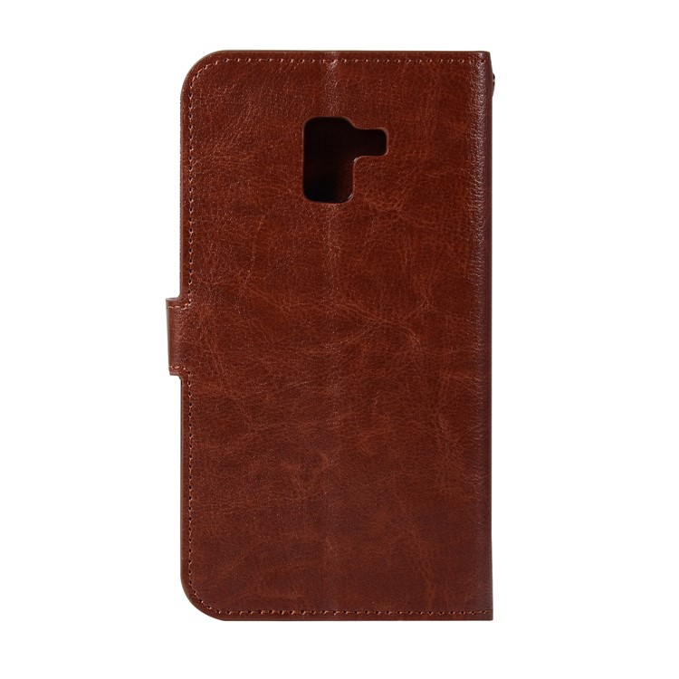 Crazy Horse Retro Leather Wallet Stand Mobile Phone Case for Samsung Galaxy A8+ (2018) - Brown-2