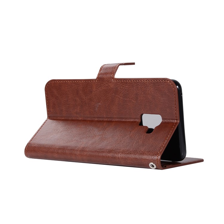 Crazy Horse Retro Leather Wallet Stand Mobile Phone Case for Samsung Galaxy A8+ (2018) - Brown-4