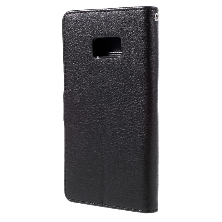 Litchi Leather Magnetic Wallet Case for Samsung Galaxy S7 edge - Black-2