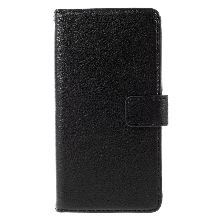 Litchi Leather Magnetic Wallet Case for Samsung Galaxy S7 edge - Black-3
