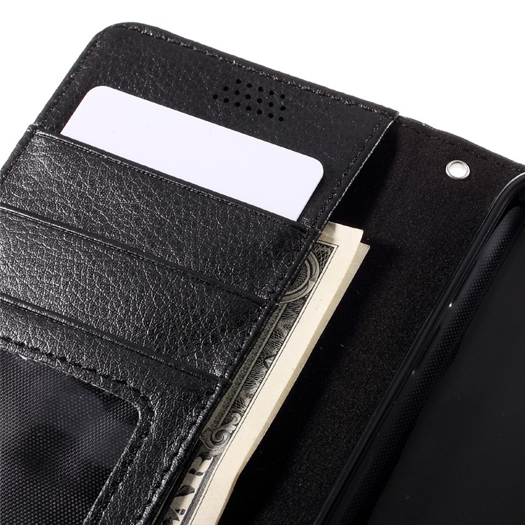 Litchi Leather Magnetic Wallet Case for Samsung Galaxy S7 edge - Black-7