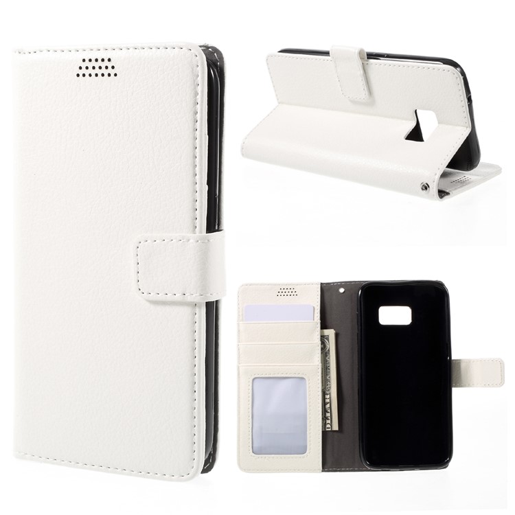 

Litchi Leather Magnetic Wallet Cover for Samsung Galaxy S7 edge - White