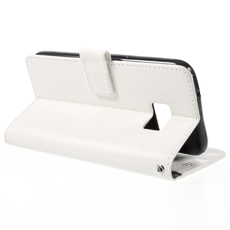 Litchi Leather Magnetic Wallet Cover for Samsung Galaxy S7 edge - White-5