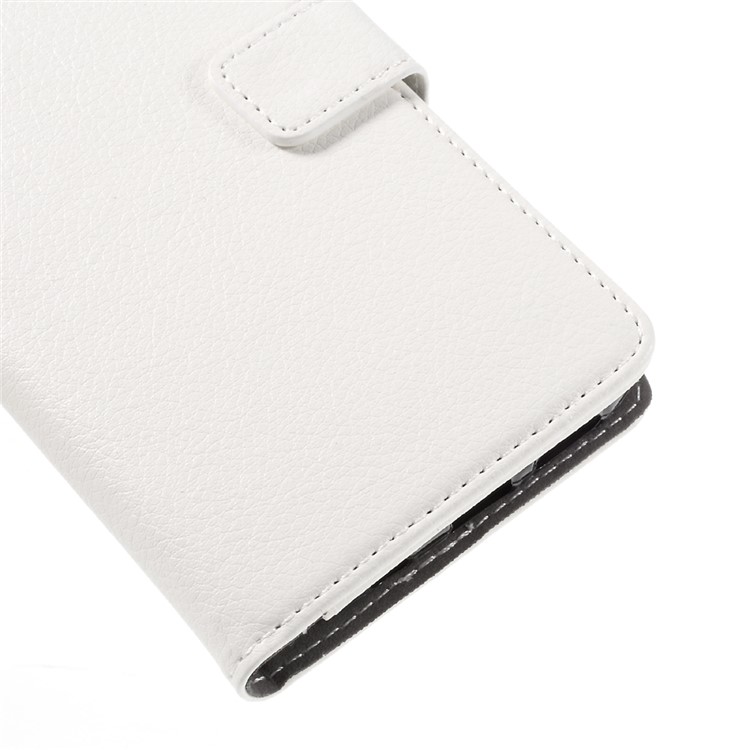Litchi Leather Magnetic Wallet Cover for Samsung Galaxy S7 edge - White-7
