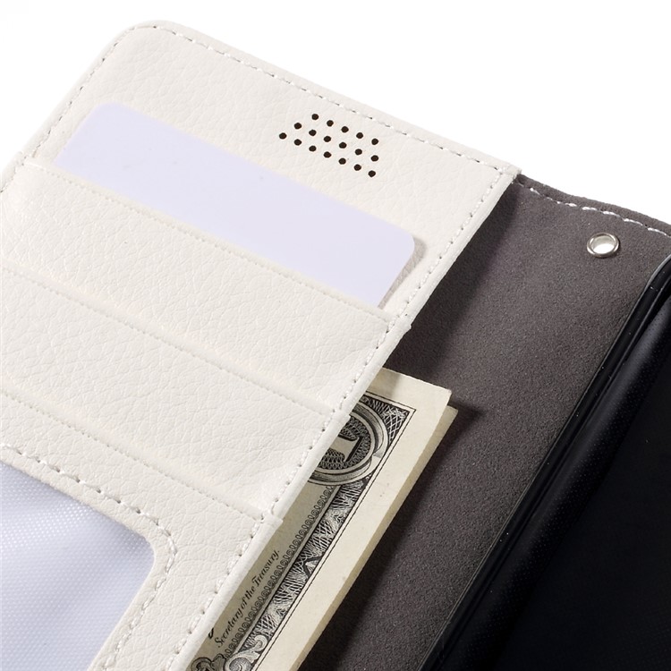 Litchi Leather Magnetic Wallet Cover for Samsung Galaxy S7 edge - White-9