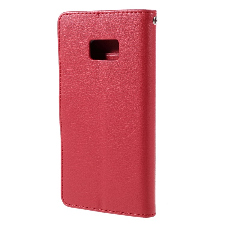 Litchi Leather Wallet Flip Case for Samsung Galaxy S7 edge - Red-2