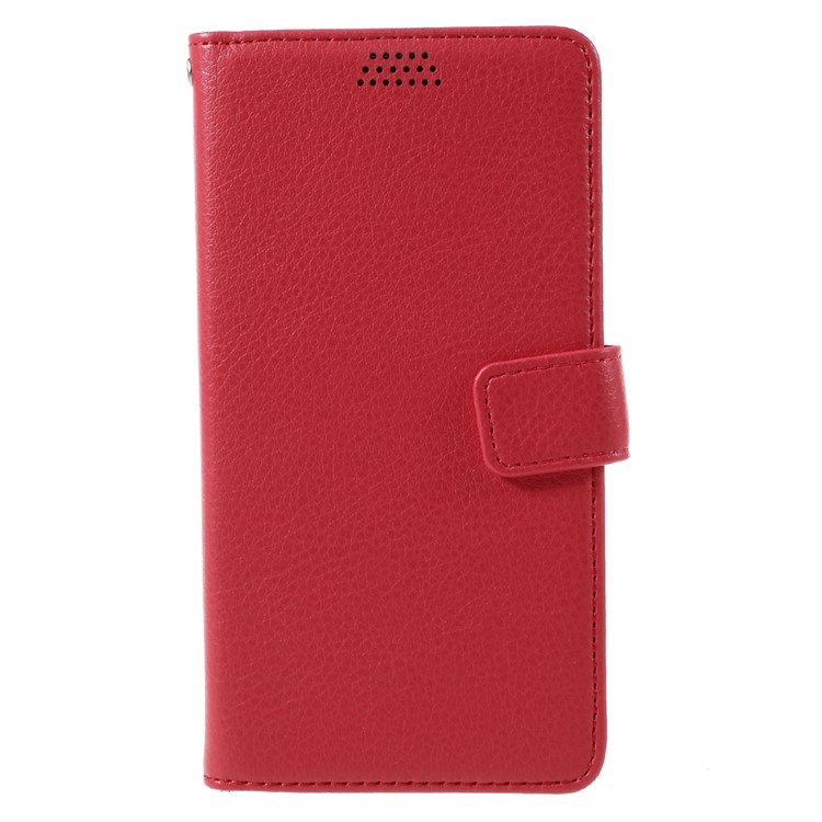 Litchi Leather Wallet Flip Case for Samsung Galaxy S7 edge - Red-3
