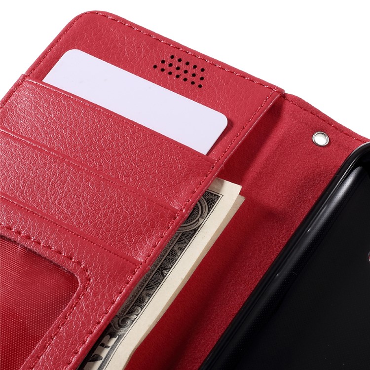 Litchi Leather Wallet Flip Case for Samsung Galaxy S7 edge - Red-7