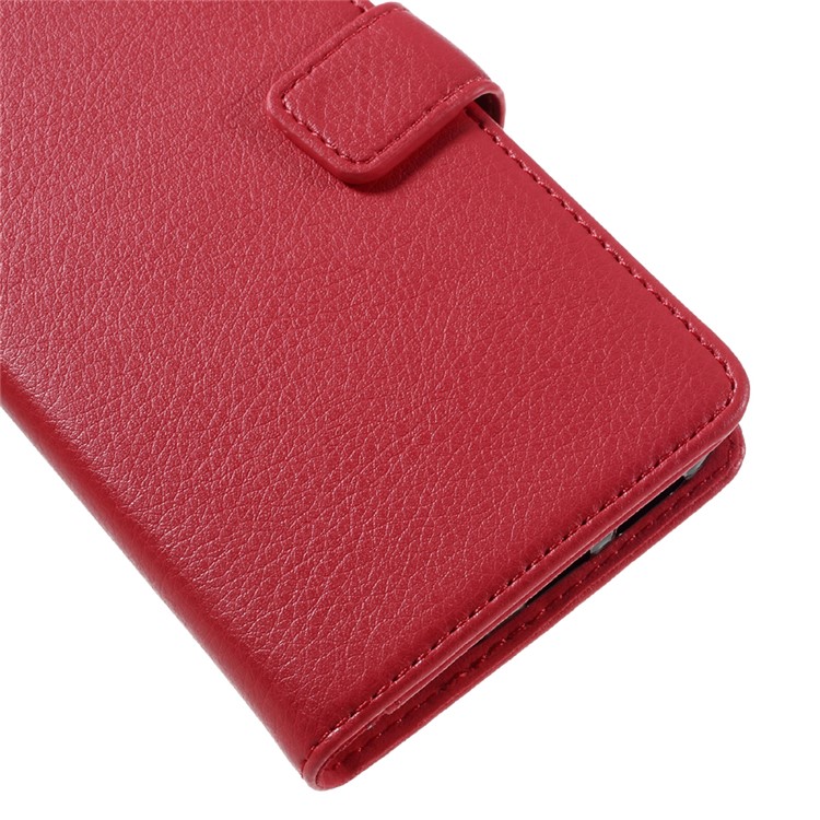 Litchi Leather Wallet Flip Case for Samsung Galaxy S7 edge - Red-8