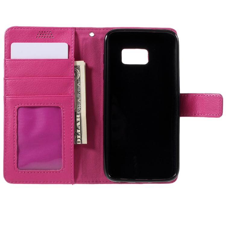 Litchi Leather Stand Case for Samsung Galaxy S7 edge - Rose-6